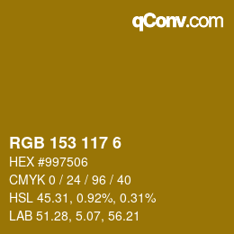 Color code: RGB 153 117 6 | qconv.com