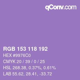 Color code: RGB 153 118 192 | qconv.com