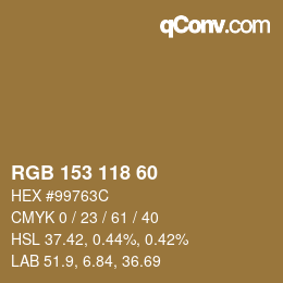 カラーコード: RGB 153 118 60 | qconv.com
