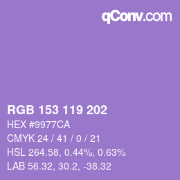 颜色代码: RGB 153 119 202 | qconv.com