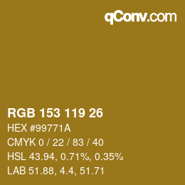 カラーコード: RGB 153 119 26 | qconv.com