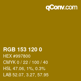 カラーコード: RGB 153 120 0 | qconv.com