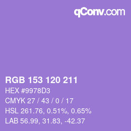 颜色代码: RGB 153 120 211 | qconv.com