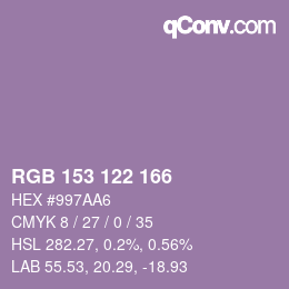 Farbcode: RGB 153 122 166 | qconv.com