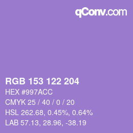 Color code: RGB 153 122 204 | qconv.com