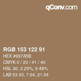カラーコード: RGB 153 122 91 | qconv.com