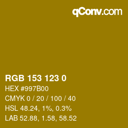 Color code: RGB 153 123 0 | qconv.com