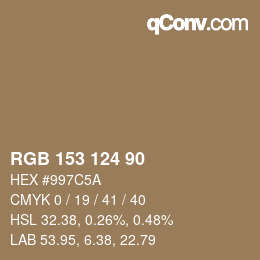 颜色代码: RGB 153 124 90 | qconv.com