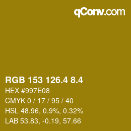 カラーコード: RGB 153 126.4 8.4 | qconv.com