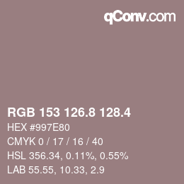 カラーコード: RGB 153 126.8 128.4 | qconv.com