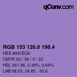 カラーコード: RGB 153 126.8 198.4 | qconv.com