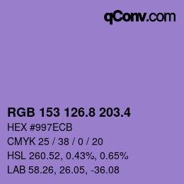 カラーコード: RGB 153 126.8 203.4 | qconv.com