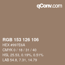 カラーコード: RGB 153 126 106 | qconv.com