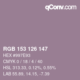 Color code: RGB 153 126 147 | qconv.com