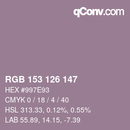 Code couleur: RGB 153 126 147 | qconv.com