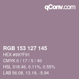 カラーコード: RGB 153 127 145 | qconv.com