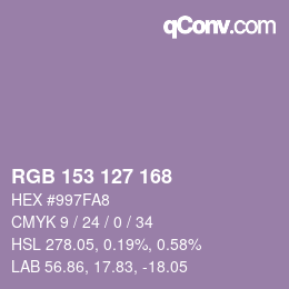 Color code: RGB 153 127 168 | qconv.com