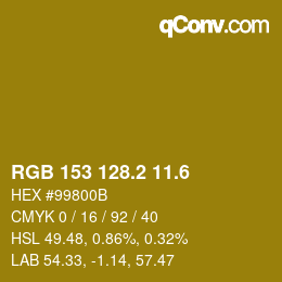 カラーコード: RGB 153 128.2 11.6 | qconv.com