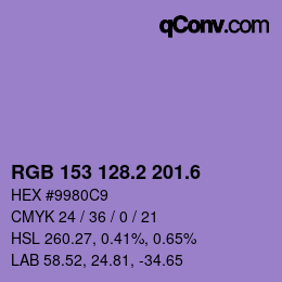 カラーコード: RGB 153 128.2 201.6 | qconv.com