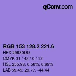 カラーコード: RGB 153 128.2 221.6 | qconv.com