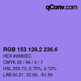 カラーコード: RGB 153 128.2 236.6 | qconv.com