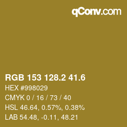 カラーコード: RGB 153 128.2 41.6 | qconv.com