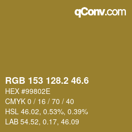 カラーコード: RGB 153 128.2 46.6 | qconv.com