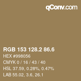 カラーコード: RGB 153 128.2 86.6 | qconv.com