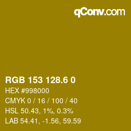 カラーコード: RGB 153 128.6 0 | qconv.com