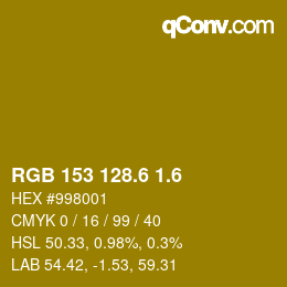 カラーコード: RGB 153 128.6 1.6 | qconv.com