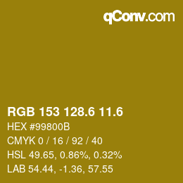 カラーコード: RGB 153 128.6 11.6 | qconv.com