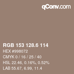 カラーコード: RGB 153 128.6 114 | qconv.com