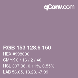 カラーコード: RGB 153 128.6 150 | qconv.com