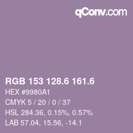 カラーコード: RGB 153 128.6 161.6 | qconv.com