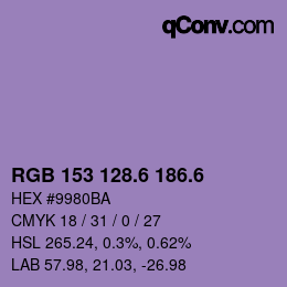 カラーコード: RGB 153 128.6 186.6 | qconv.com