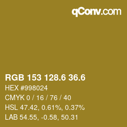 カラーコード: RGB 153 128.6 36.6 | qconv.com