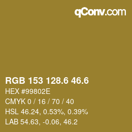 カラーコード: RGB 153 128.6 46.6 | qconv.com