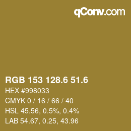 カラーコード: RGB 153 128.6 51.6 | qconv.com