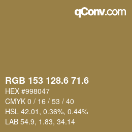 カラーコード: RGB 153 128.6 71.6 | qconv.com