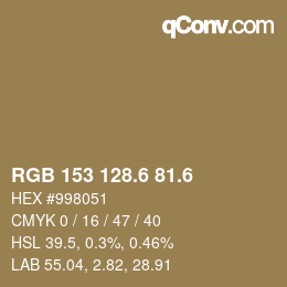 カラーコード: RGB 153 128.6 81.6 | qconv.com