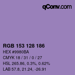 Color code: RGB 153 128 186 | qconv.com