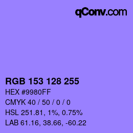 Color code: RGB 153 128 255 | qconv.com