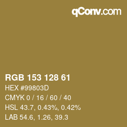 カラーコード: RGB 153 128 61 | qconv.com