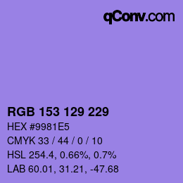 颜色代码: RGB 153 129 229 | qconv.com