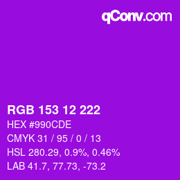 カラーコード: RGB 153 12 222 | qconv.com
