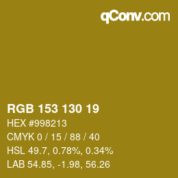 カラーコード: RGB 153 130 19 | qconv.com
