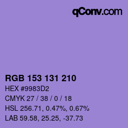 Color code: RGB 153 131 210 | qconv.com