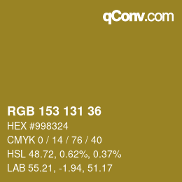 颜色代码: RGB 153 131 36 | qconv.com