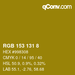 カラーコード: RGB 153 131 8 | qconv.com