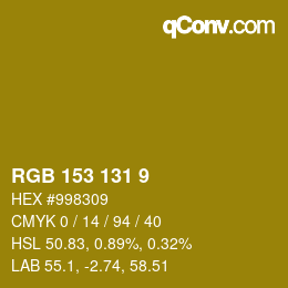 カラーコード: RGB 153 131 9 | qconv.com
